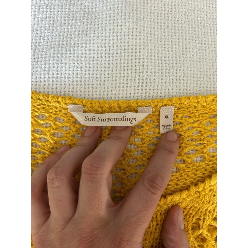Soft Surroundings Women's Beachwalk Open Knit Sweater Mustard Yellow Size XL - Picture 4 of 5